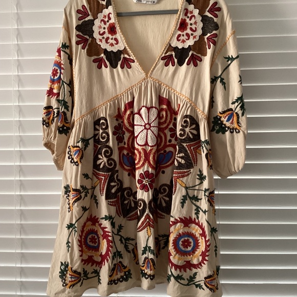 Zara Romy Embroidered Mini Dress Size Small - Picture 7 of 7